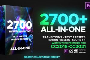 PR模板-2700个种平移缩放扭曲旋转运动图形炫光故障抖动无缝视频转场预设 V12