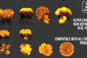 视频素材-11个火焰爆炸浓烟特效2K通道视频动画素材 Explosion Pack