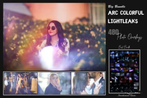 素材-480个唯美梦幻柔和光斑弧形多彩漏光束镜头光晕效果PS叠加素材