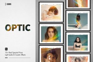 素材-6套非常逼真的光学/棱镜/彩虹漏光光影效果PS叠层图片素材