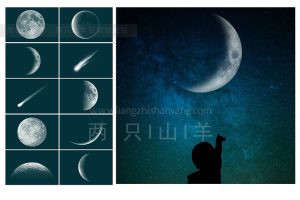 素材-高清夜空天体银河和月亮风光摄影后期叠加合成素材Night_Sky_and_Moon_Overlays
