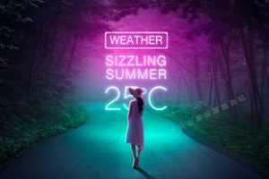 PS模板-国外高端夜色霓虹灯特效PSD素材 内容一键替换