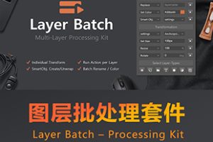PS插件-图层批处理插件支持批量重命名文字形状批量改大小颜色Layer Batch – Processing Kit