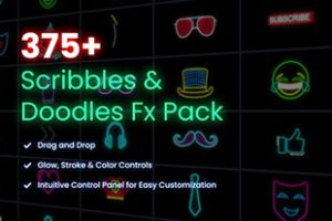 AE模板/PR预设-375个综艺卡通手绘霓虹发光创意图形动画 Scribbles Doodles FX Pack