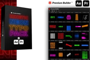 AE/PR脚本-122组创意霓虹发光文字抽象标题排版动画 Kinetic Neon Typo Pack