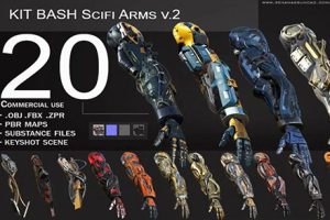 素材-高质量3D模型套装 20组机械手臂模型,包含FBX/OBJ/ZBrush/Substance Painter格式