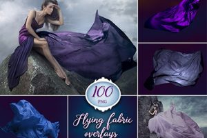 素材-100款5K影楼婚纱大片裙摆拖尾丝绸飘动飘纱合成PNG素材flying_fabric_overlays