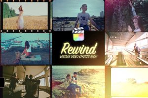 FCPX插件-30种复古电影效果8mm16mm胶片边框取景器取景框炫光特效 支持M1 Rewind