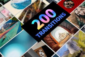 FCPX插件-200个优雅光效笔刷拼贴扭曲故障图形水墨缩放转场预设 Transition Pop