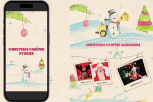 AE模板-卡通手绘儿童圣诞节相册照片开场AE模板- Christmas painted slideshow