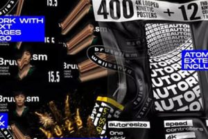 AE脚本-412种创意时尚海报封面抽象文字排版设计循环动画 Seamless Loop Kinetic Posters v15.51更新版 (AtomX 3.0.6扩展)