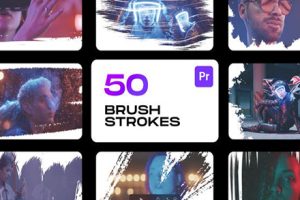 PR脚本/预设-50种精美笔刷涂抹遮罩边框动画 Brushstrokes for Premiere Pro