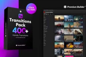 AE脚本模板-400种缩放运动故障平移滚动抖动分割模糊水墨笔刷烟雾遮罩转场预设 Premium Builder Transitions Pack