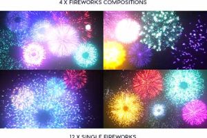 AE模板+16个烟花视频素材 Fireworks