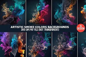 素材-15张艺术烟雾颜色高清背景素材包 摄影后期合成素材Artistic-Smoke-Colors-15-PNG