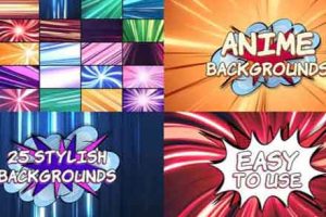 AE模板-25种动漫卡通背景彩色速度线循环动画 Anime Backgrounds