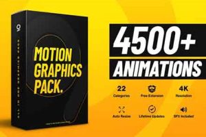 AE脚本-4500种社交媒体图文排版设计文字标题竖屏封面转场背景图形包装动画 Graphics Pack V5(AtomX 3.0.7)