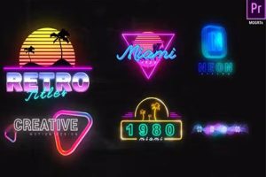 PR预设-复古80年代霓虹灯创意标题 Neon Creative Titles