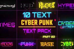 AE模板-20种赛博朋克风格文字标题动画 Cyberpunk Text Pack 01+02