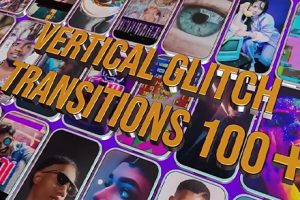 PR模板-110组赛博朋克竖屏毛刺故障转场动画 110 Vertical Glitch Transition Pack