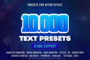 AE脚本-10000种文字标题缓入缓出字幕特效动画预设 Text Presets (AtomX 3.0.7)