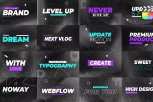 FCPX插件-16种时尚动感文字标题排版动画 Abstract Text Titles 支持M1M2