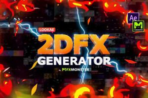 AE脚本-769个二维动漫能量电流火焰烟雾图形标题背景转场MG特效动画 2DFX Generator Pack v1.2 （FXMonster）