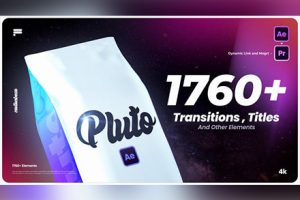 AE/PR模板-1760个摄像机缩放平移扭曲拉伸旋转图形切割故障无缝转场和文字标题字幕背景动画 Transitions and Titles