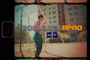 AE脚本-复古怀旧8mm老胶片老电影边框纹理噪点刮痕光效叠加效果 ROLLBACK8 Pro