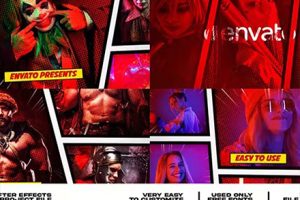 AE模板-漫画风格多屏介绍卡通定格冻结动画漫威超级英雄介绍片头 Comics Style Multiscreen Intro