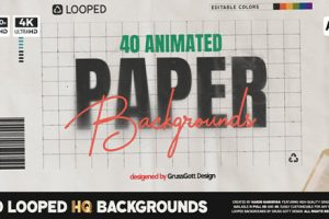 AE模板-40个褶皱纸张纹理背景循环动画 Paper Backgrounds