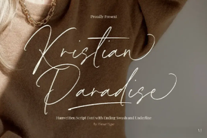 字体-优雅的手写连笔签名风格英文字体-Kristian Paradise
