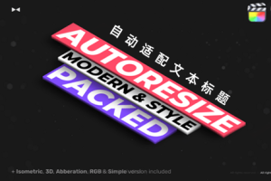 FCPX插件-16组自适应自动匹配文本长度方框底栏文字标题动画 Autoresize Box Titles