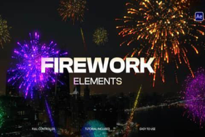 AE模板-喜庆五彩缤纷烟花元素升空爆炸特效 Fireworks Elements