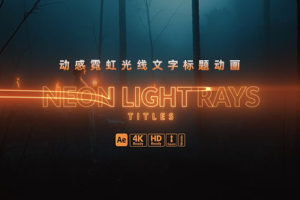AE/PR模板-动感霓虹光线文字标题动画 Neon Light Rays Titles